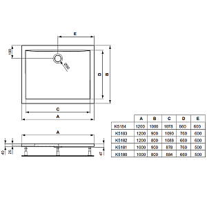 Душевой поддон Ideal Standard Ultra Flat K518201 120x80 купить в интернет-магазине Sanbest