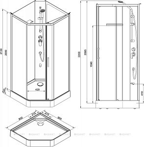 Душевая кабина Aquanet Passion R 2.0 90x90 купить в интернет-магазине Sanbest