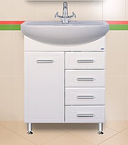 Тумба с раковиной с Б/К напольная Misty Стелла 65 белая для ванной в интернет-магазине Sanbest