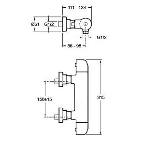 Смеситель для душа термостатический Jacob Delafon GABIN E78128-CP купить в интернет-магазине сантехники Sanbest