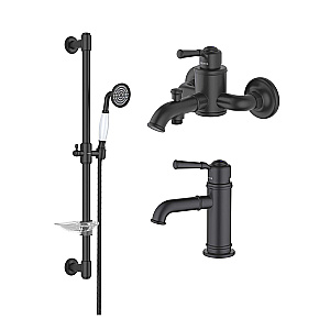 Набор смесителей Aquatek КЛАССИК Set 3 в 1 (AQ1510MB+AQ1540MB+AQ2020MB) черный матовый купить в интернет-магазине сантехники Sanbest