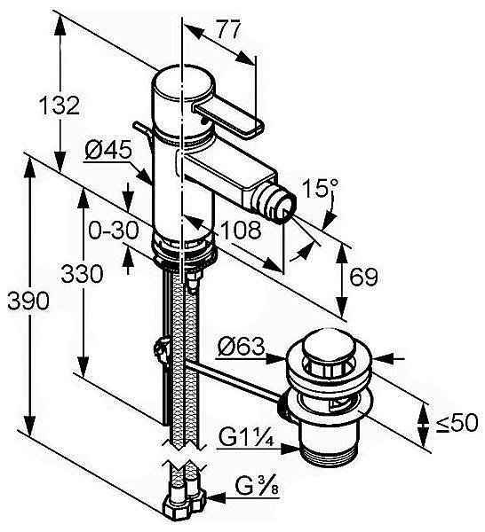 Смеситель для биде Kludi Zenta 385300575 хром купить в интернет-магазине сантехники Sanbest