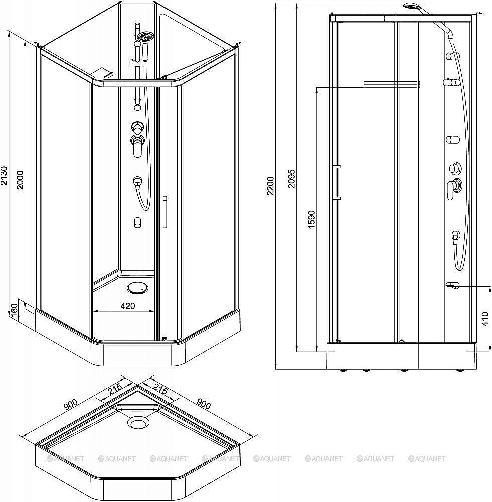 Душевая кабина Aquanet Passion R 2.0 90x90 купить в интернет-магазине Sanbest