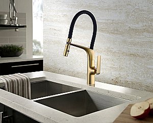 Смеситель для кухни Vincea VKF-115BG брашированное золото купить в интернет-магазине сантехники Sanbest