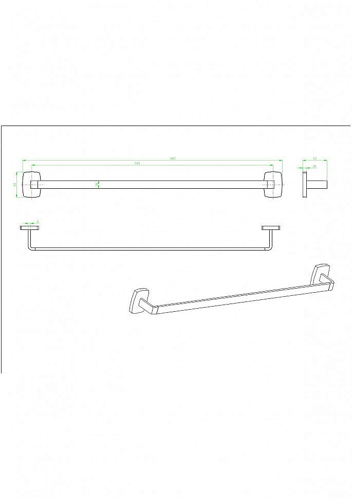 Полотенцедержатель CeramaLux Cube 12608 хром купить в интернет-магазине сантехники Sanbest