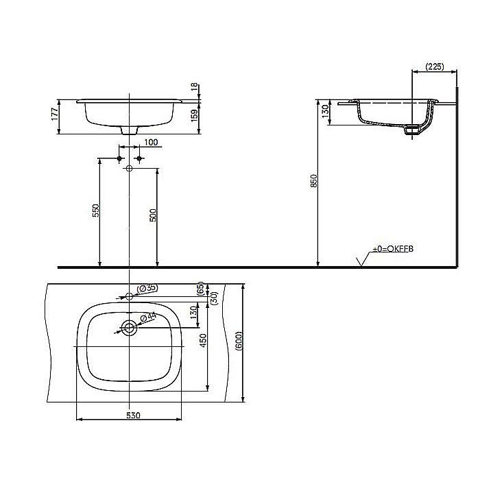 Раковина Toto Public 53 LW763Y#XW белая купить в интернет-магазине Sanbest