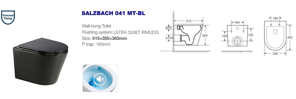 Унитаз с инсталляцией WeltWasser MARBERG 410 + SALZBACH 041 MT-BL + MAR 410 RD GL-WT купить в интернет-магазине Sanbest