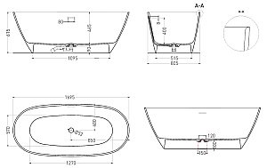 Ванна Salini Sofia S-Sense 102516GF 170х80 RAL купить в интернет-магазине Sanbest