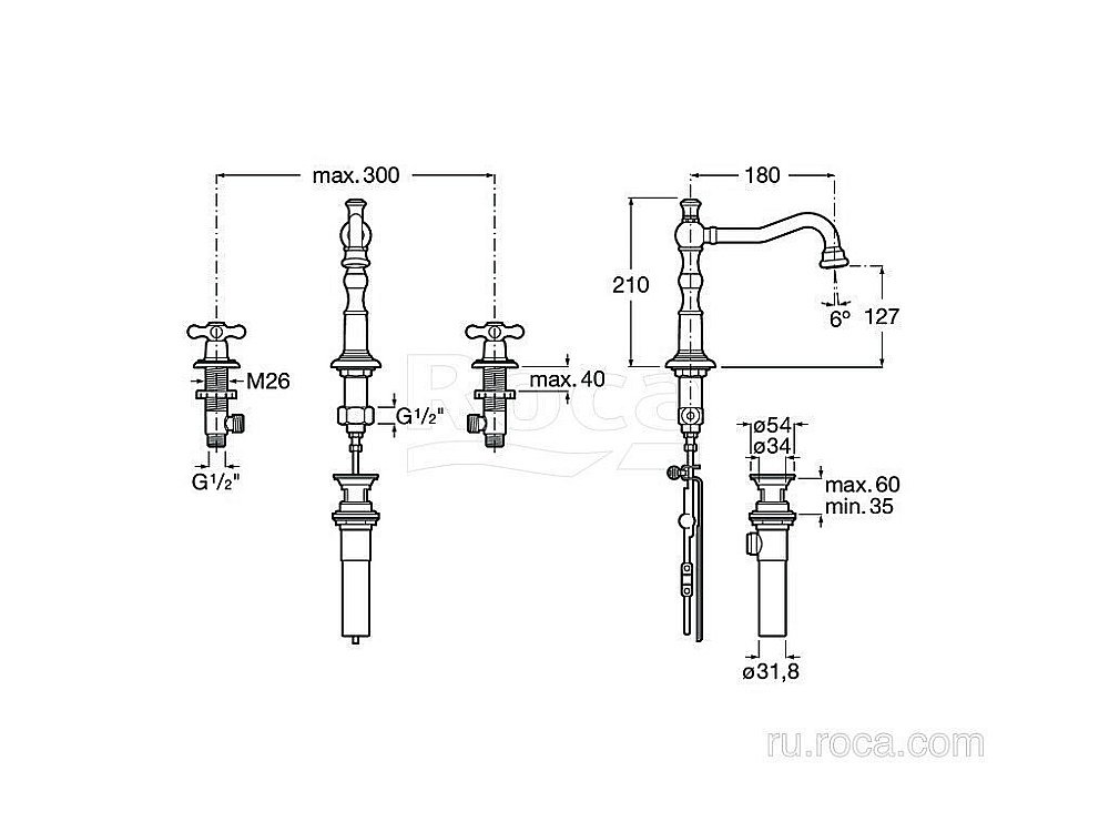 Смеситель для раковины Roca Carmen 5A444BC00 купить в интернет-магазине сантехники Sanbest