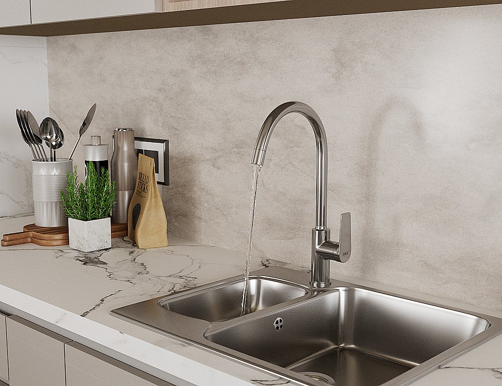 Смеситель для кухни D&K Bayern.Furth DA1522401 хром купить в интернет-магазине сантехники Sanbest