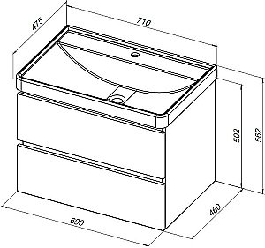 Тумба с раковиной Aquanet Вега 2.0 337960/301804 70 мисти грин для ванной в интернет-магазине Sanbest