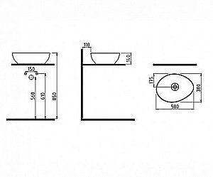 Раковина накладная Bien Motto 50 MTLG05004FD0W5000 белая матовая купить в интернет-магазине Sanbest