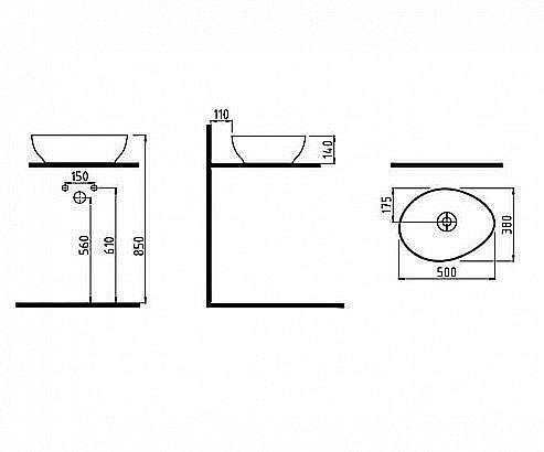Раковина накладная Bien Motto 50 MTLG05004FD0W5000 белая матовая купить в интернет-магазине Sanbest