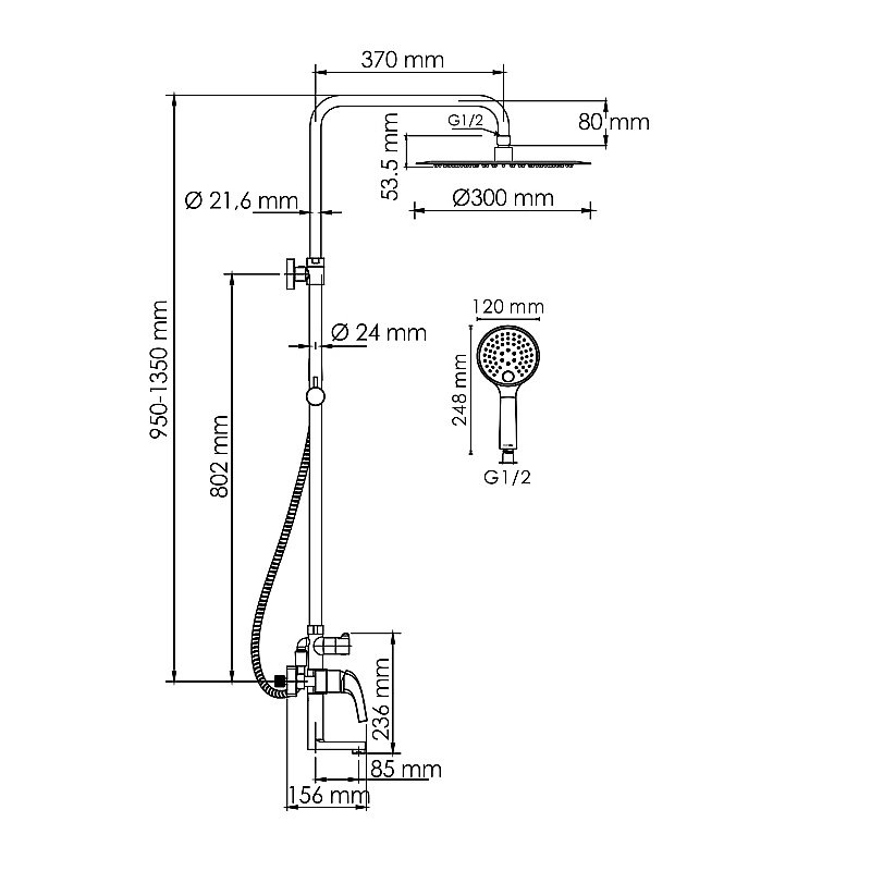 Душевая система WasserKraft Sauer 7100 SET2674 золото купить в интернет-магазине сантехники Sanbest