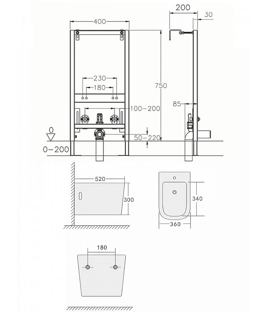 Биде подвесное Agger ATI04310 белое купить в интернет-магазине Sanbest