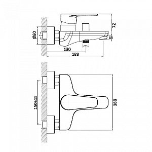 Смеситель для ванны Orange Flipo M23-100cr купить в интернет-магазине сантехники Sanbest