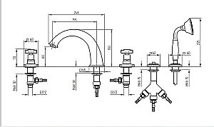Смеситель для ванны и душа Migliore Korona 28503 купить в интернет-магазине сантехники Sanbest