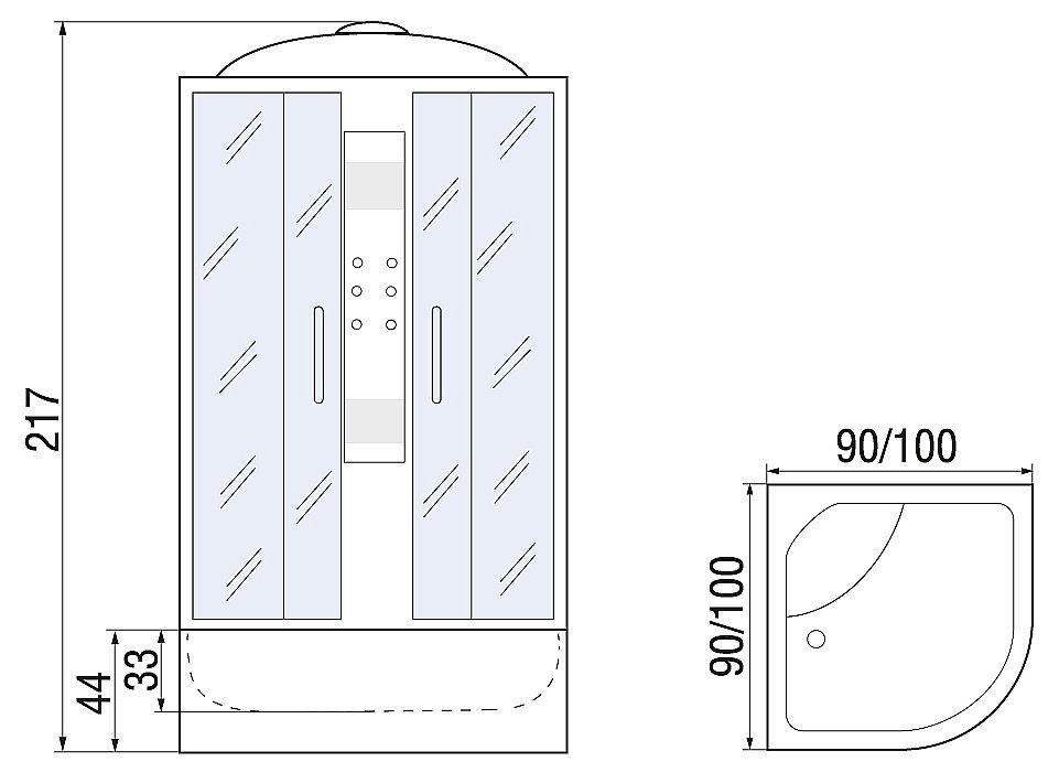 Душевая кабина RIVER TEMZA 44 100х100 стекло матовое купить в интернет-магазине Sanbest