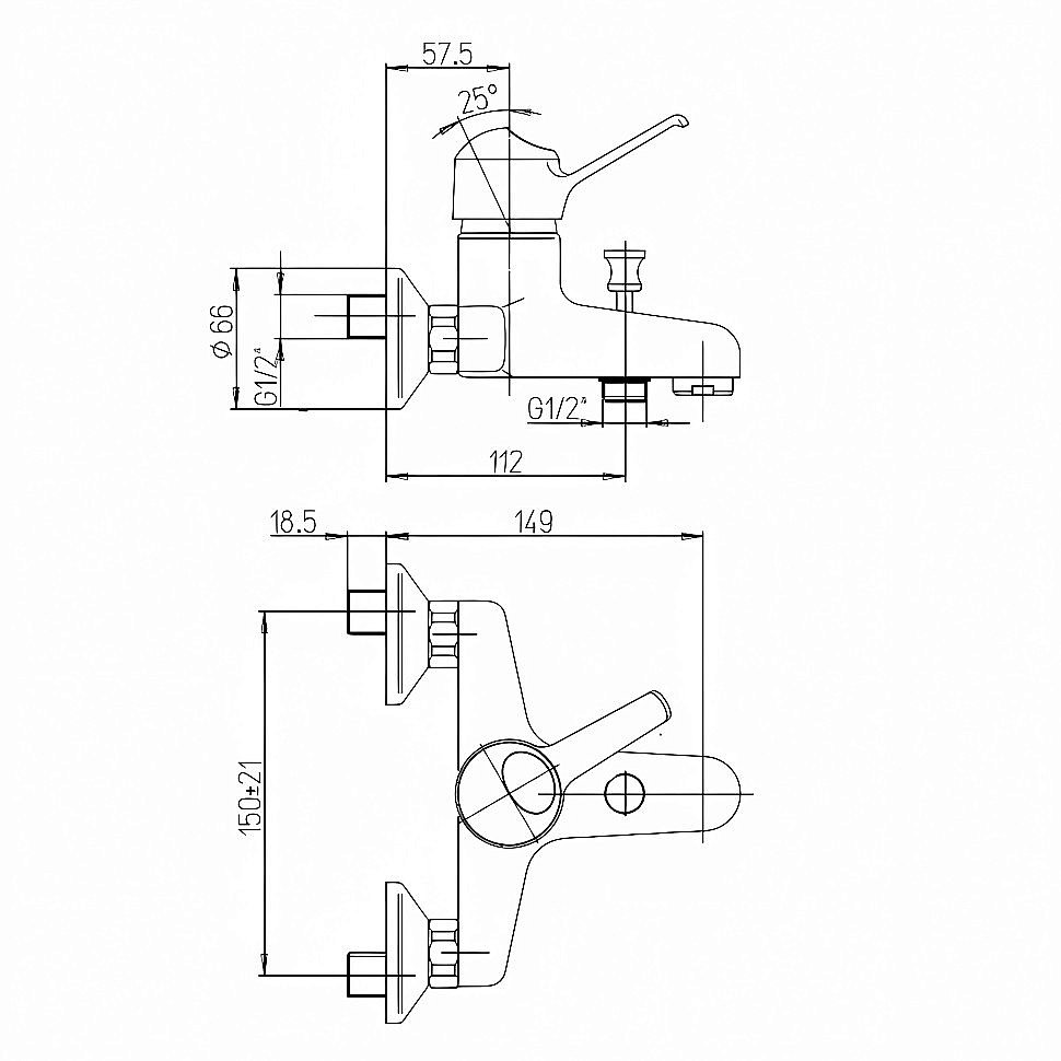 Смеситель для ванны PAINI Creta 30CR111R2LMKM хром купить в интернет-магазине сантехники Sanbest