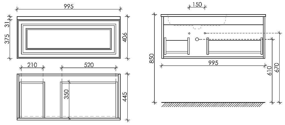 Тумба с раковиной Sancos Very VR100LW + CN7014 100 для ванной в интернет-магазине Sanbest