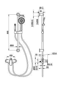 Смеситель для душа с гарнитуром WONZON & WOGHAND WW-A4888-BGG темный графит купить в интернет-магазине сантехники Sanbest