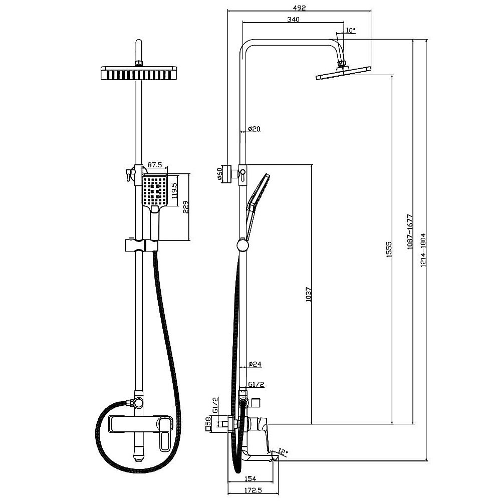 Душевая система Rossinka RS46-46 купить в интернет-магазине сантехники Sanbest