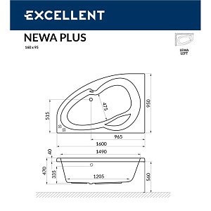 Ванна акриловая EXCELLENT Newa 160x95 LINE бронза купить в интернет-магазине Sanbest