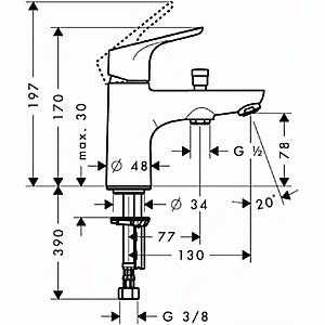 Смеситель для ванны Hansgrohe Focus E2 31930000 купить в интернет-магазине сантехники Sanbest