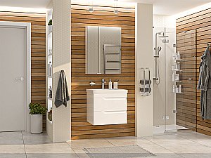 Зеркальный шкаф Misty Аура 60 Э-Аур02060-01 белый купить в интернет-магазине сантехники Sanbest