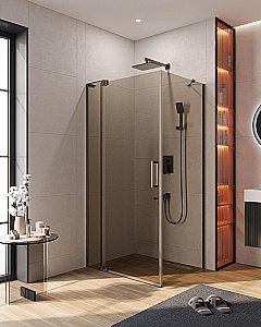 Душевой уголок Cezares Slider 80x110 AH-1-80-100/110-BR-GM стекло бронза/профиль матовая оружейная сталь купить в интернет-магазине Sanbest