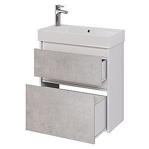Тумба с  раковиной подвесная/напольная Dreja SLIM 65 белый глянец/бетон для ванной в интернет-магазине Sanbest