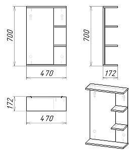 Зеркало Grossman ПОЛО 204701-1 47 дуб сонома светлый/белый глянцевый в ванную от интернет-магазине сантехники Sanbest