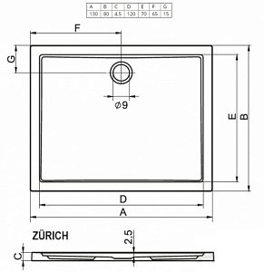 Душевой поддон Riho Zurich DA76 242 130х80 купить в интернет-магазине Sanbest