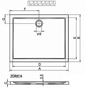 Душевой поддон Riho Zurich 242 130х80 D001016005 белый купить в интернет-магазине Sanbest
