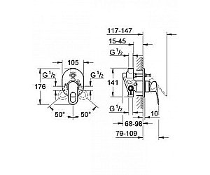Смеситель для душа Grohe BauClassic 29047000 купить в интернет-магазине сантехники Sanbest