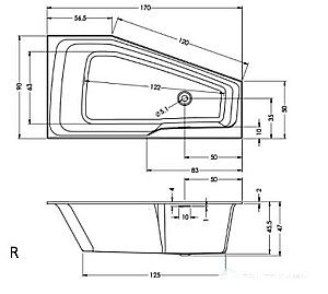 Акриловая ванна Riho Rething Space Fall 170x90 белая купить в интернет-магазине Sanbest