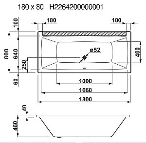 Ванна акриловая Jika CUBITO 2.2542.0.000.000.1 180х80 белая купить в интернет-магазине Sanbest