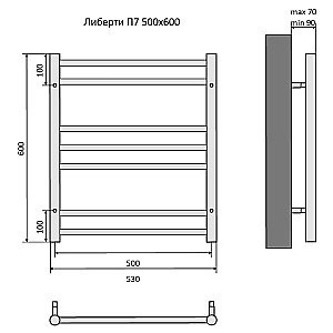 Полотенцесушитель Aquatek Либерти П7 50х60 AQ RR0760CH хром купить в интернет-магазине сантехники Sanbest