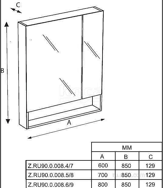 Зеркальный шкаф Roca The Gap ZRU9302749 70 белый матовый купить в интернет-магазине сантехники Sanbest