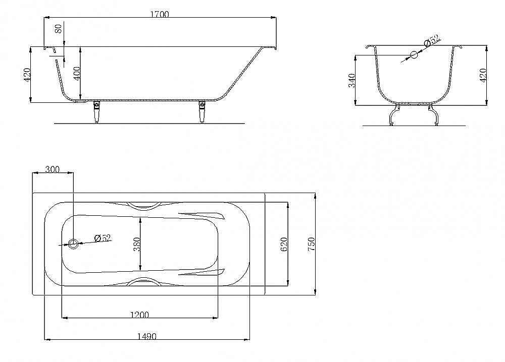Ванна чугунная OWL 1975 Bjorn OWLIB191107 170x75 белая купить в интернет-магазине Sanbest