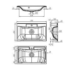 Тумба с раковиной Belbagno MARINO 75 подвесная Bianco Opaco для ванной в интернет-магазине Sanbest
