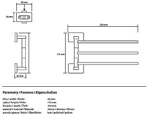 Полотенцедержатель тройной поворотный Bemeta Niki 153104112 купить в интернет-магазине сантехники Sanbest