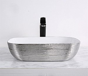 Раковина накладная Ceramalux NC  46 D1333H131 серебро, белая купить в интернет-магазине Sanbest