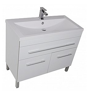 Тумба с раковиной Aquanet Верона 90/Нота New 90 напольная с ящиком и 2 дверками белая глянцевая для ванной в интернет-магазине Sanbest