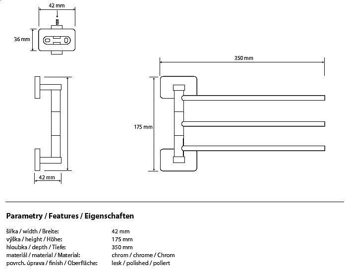 Полотенцедержатель тройной поворотный Bemeta Niki 153104112 купить в интернет-магазине сантехники Sanbest