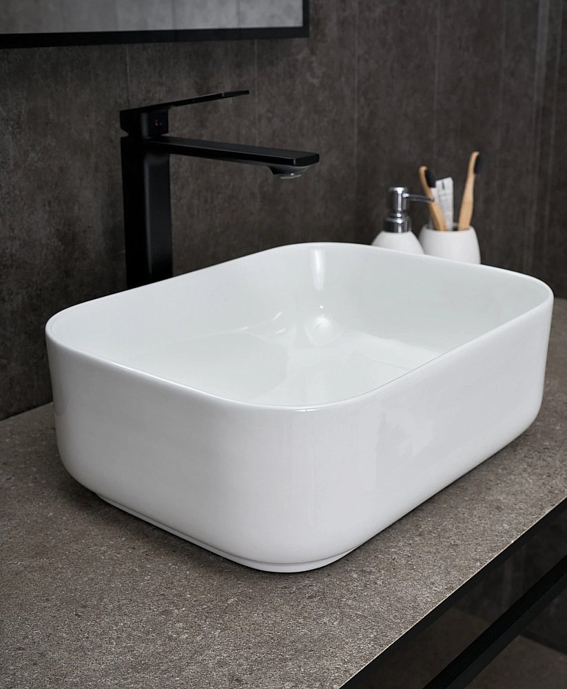 Раковина накладная Gid Geometrico 40 N1335 51238 белая купить в интернет-магазине Sanbest