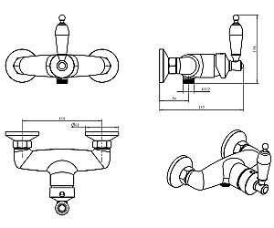 Смеситель для душа Boheme Vogue 224-BSW хром/ручка черная Swarovski купить в интернет-магазине сантехники Sanbest