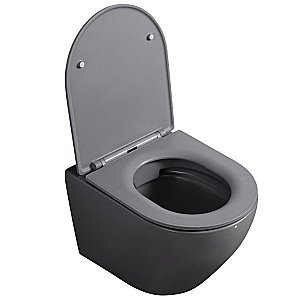 Унитаз подвесной ABBER BEQUEM AC1101MG с крышкой микролифт, безободковый, серый матовый купить в интернет-магазине Sanbest