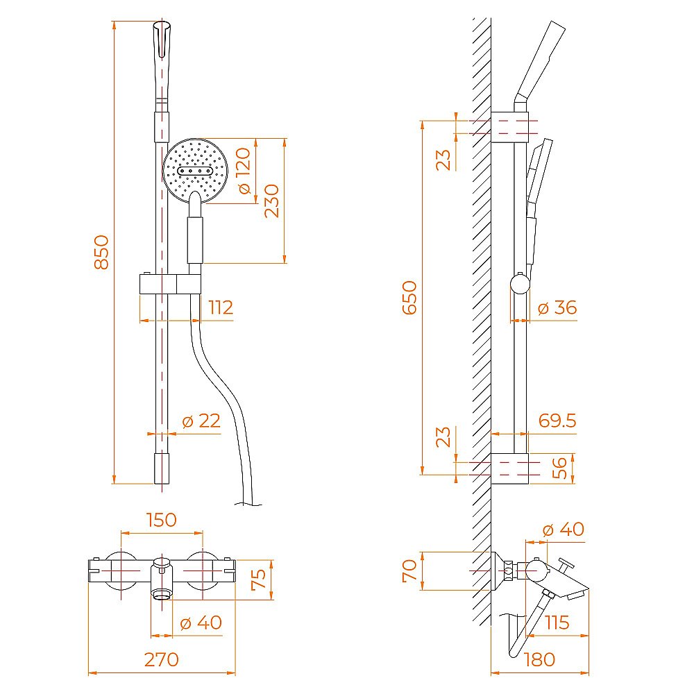 Смеситель для ванны RGW Shower Panels SP-23 купить в интернет-магазине сантехники Sanbest