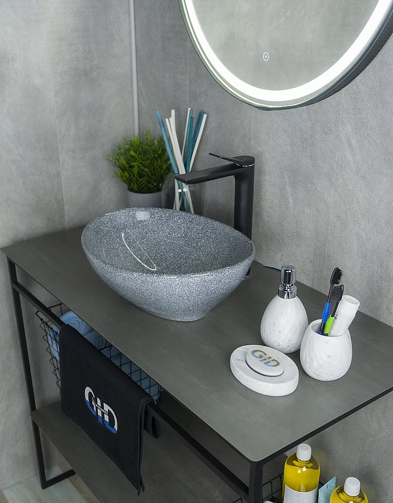 Раковина накладная Gid Lago 41 Mnc331 54430 серая купить в интернет-магазине Sanbest